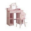 Kids Vanity Set, 2-In-1 Princess Dressing Table & Stool Set, Bear-Shaped Mirror & Stool, Children Makeup Dressing Table for Play Room Bedroom - 3 of 4