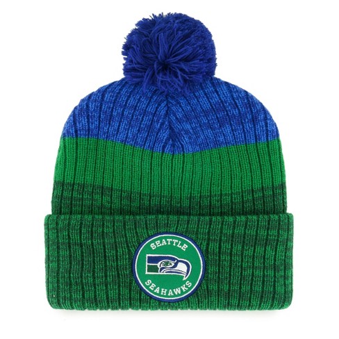 Seattle Seahawks Beanie Winter Hat One Size Black And Green Pom