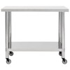 vidaXL Kitchen Work Table with Wheels 39.4"x11.8"x33.5" Stainless Steel - 3 of 4