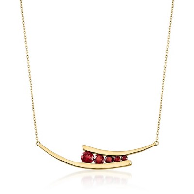 Ross-Simons 2.30 ct. t.w. Garnet Graduated Curved-Bar Necklace in 18kt Gold Over Sterling Size 18
