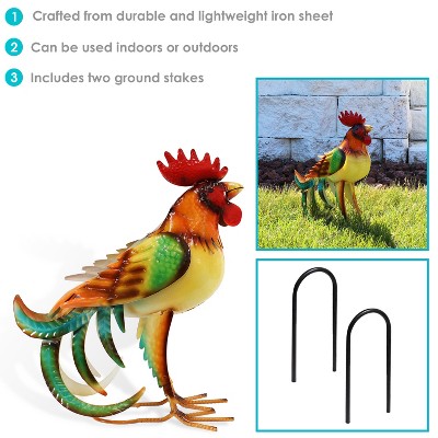 Romeo the Rooster 16" Multicolor Metal Outdoor Statue