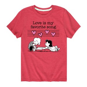 Boys' - Peanuts - Lucy And Schroeder Valentine's Piano Short Sleeve Graphic T-Shirt - 1 of 4