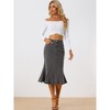 INSPIRE CHIC Women's High Waist Fishtail Ruffle Denim Jean Skirt - 3 of 4