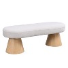 MOEPISY Upholstered Bedroom End of Bed Entryway Bench Fabric Ottoman, Beige Stool Top Wood Leg 300 LBS Weight Capacity - 3 of 4