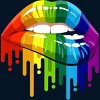 Adult Design By Humans Rainbow Pride Lip Melt By COVI Tank Top - 2 of 2