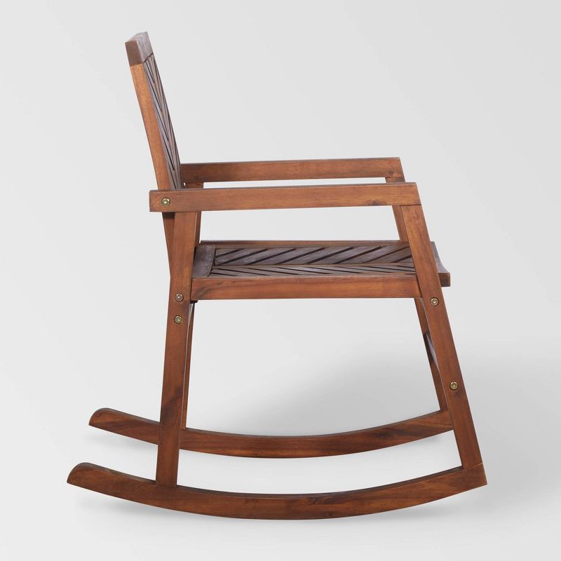 Slatted Chevron Acacia Wood Patio Rocking Chair - Saracina Home, 4 of 7