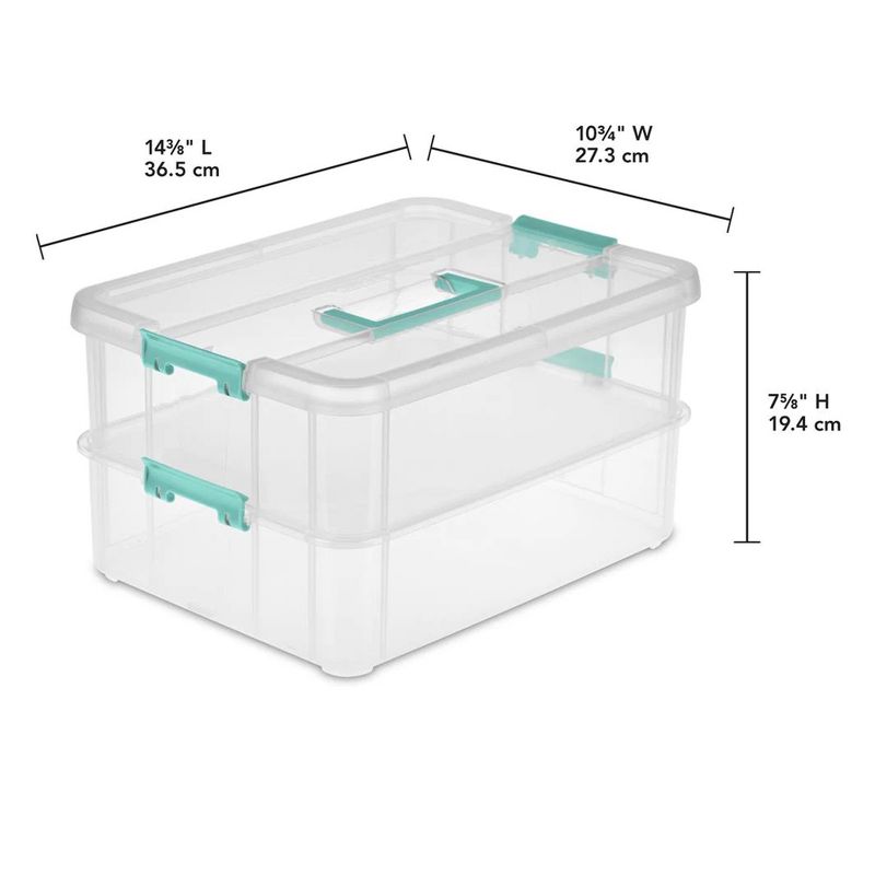 Sterilite Convenient Home 2-Tier Layer Stack Carry Storage Box, Clear, 5 of 9