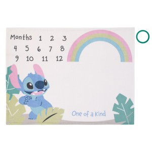 NoJo Disney Stitch Blue, Teal, Lime, Pink, and White One of a Kind Super Soft Photo Op Milestone Baby Blanket - 1 of 4