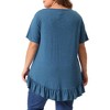 Agnes Orinda Women's Plus Size V-Neck Button-up Short Sleeve Ruffled Hem T-Shirts - 4 of 4