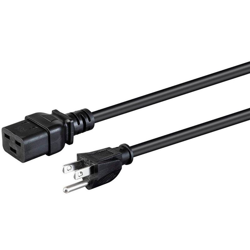Monoprice Heavy Duty Computer Power Cord - 15 Feet - Black | NEMA 5-15P to IEC 60320 C19, 14AWG, 15A, SJT, 125V, For Powering Computers, Servers, 1 of 7