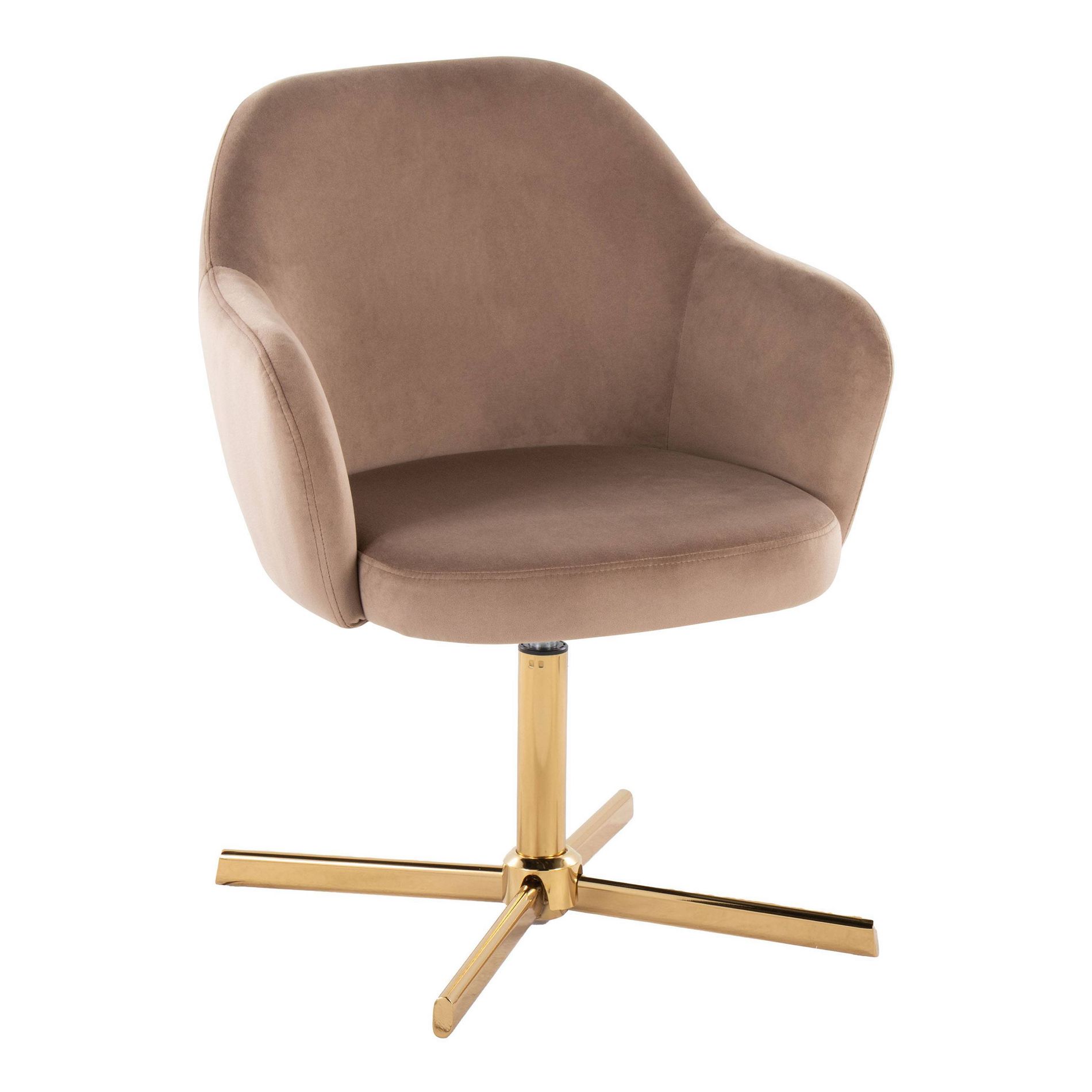 LumiSource Buena Swivel Accent Chair Chrome Gold/Brown Velvet