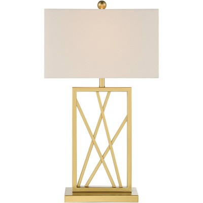Claudia Contemporary 23" Gold and White Square Table Lamp