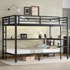 Bellemave Full Over Twin Bunk Bed with Desk, LED Light & USB, Sturdy Metal Frame, Multi-Placement, Storage Shelves, Safe CPC-Certified, Black - 3 of 4