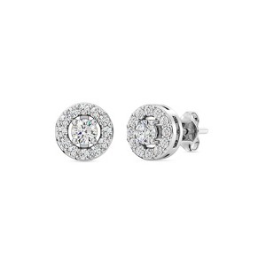 Gilded Lab-Grown Diamond Sterling Silver & 14KT Yellow Gold-Plated Stud Earrings for Women, Round Halo Shaped, 1/4, 1/2, 3/4, 1 Carat Total Weight - 1 of 4