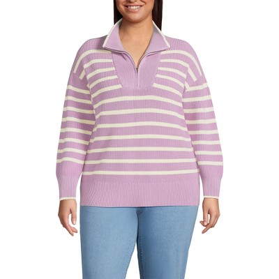 Lands' End Women's Drifter Cotton Quarter Zip Pullover Sweater
