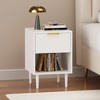 JUJABU 22.83" Modern White Nightstand with Gold Handle, One Drawer and Open Shelf for Bedroom Storage - 3 of 4
