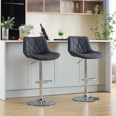 LOVMOR Counter Height Bar Stools Kitchen Island Barstools Adjustable Swivel Counter Stool Bar Height Island Chairs with Back,Set of 2