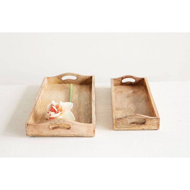 Set of 2 Mango Wood Trays Brown - Storied Home, 3 of 6