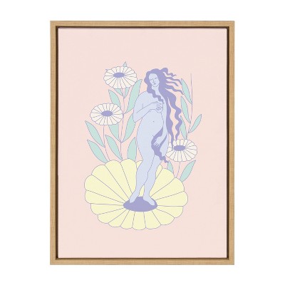 18" x 24" Sylvie Garden Venus Framed Wall Canvas by Elizabeth Olwen Natural - Kate & Laurel All Things Decor