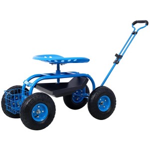 VYNXARIA Blue/Red/Green Garden Scooter - Rolling Cart Seat with 360 Swivel and Tool Tray - 1 of 4