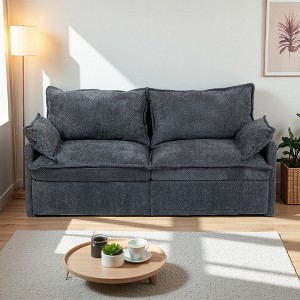 73.6" Chenille 3-in-1 Sofa Bed with L-Shaped Design & USB/Type-C Ports - 1 of 4