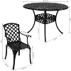 Sunnydaze Outdoor Crossweave Design Black Cast Aluminum Round Patio Dining Furniture Set with Table and Chairs, 5pc - 3 of 4