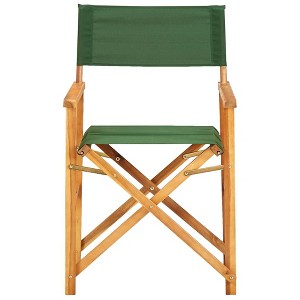 vidaXL Chair Natural wood and green Solid acacia wood and polyester - 1 of 4
