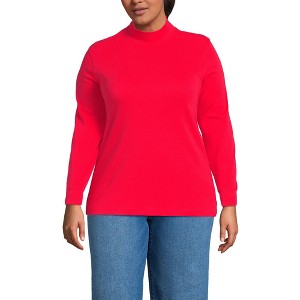 Lands' End Women's Relaxed Cotton Long Sleeve Mock Turtleneck - 1 of 3