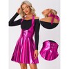 INSPIRE CHIC Women's Metallic Tie Halter Neck High Waist Party A-Line Overalls Dress - 2 of 4