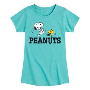 Girls' - Peanuts - Snoopy And Woodstock Fitted Short Sleeve Graphic T-Shirt - 1 of 4