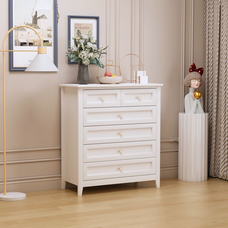 Modern 6/4/7 Drawer Dresser with Wooden Leg and Retro Round Pull Handle - ModernLuxe, 1 of 13