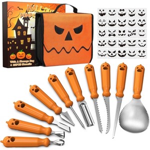 imarku Pumpking Carving Kit, 10 PCS Professional Carving Kit with Unique Storage Bag and 25 PCS Carving Stencils, Stainless Carving Tools - 1 of 4