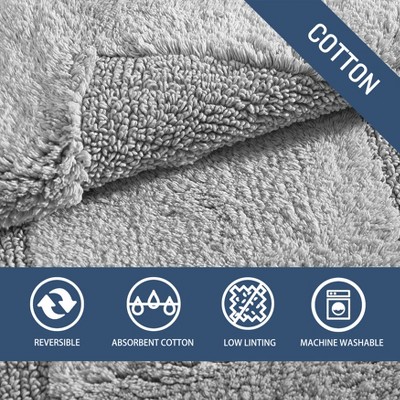 Gray Cotton Reversible Bath Rug with Tufted Design