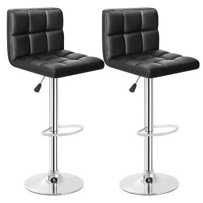 FDW Bar Stool Height Adjustable Swivel Stool with Back PU Leather Kitchen Counter Stools Set of 2 Dining Chairs