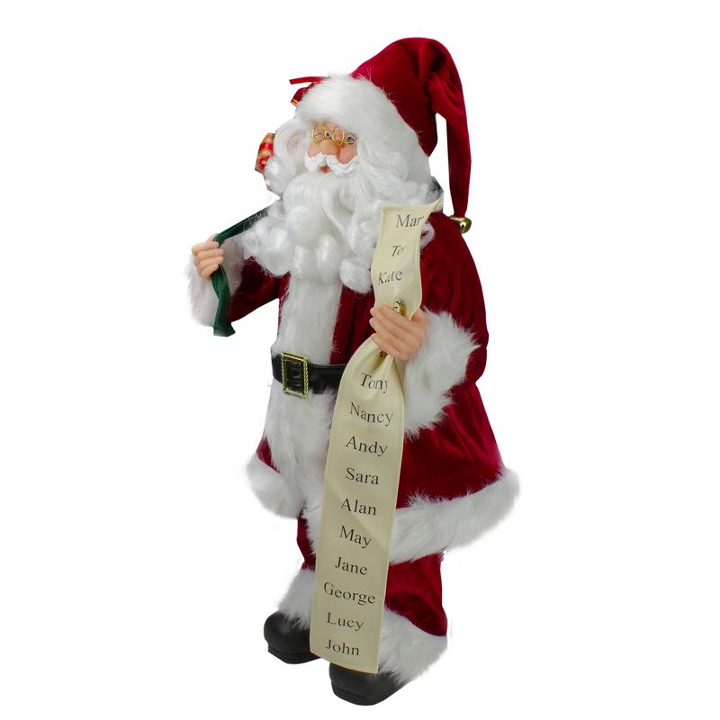 Northlight 24" Santa Claus with Bag of Gifts and Naughty or Nice List Christmas Figure, 3 of 6
