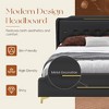 Lyngins King Size Bed Frame with Wingback Headboard & Footboard, PU Upholstered Platform Bed with Gold Metal Decor, Solid Wooden Slats Support - 2 of 4