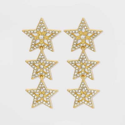 SUGARFIX by BaubleBar Stacked Star Drop Earrings - Metallic Gold