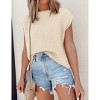 BLUEMING Womens Tank Tops Cap Sleeves Casual Crew Neck Loose Fit Knit Lightweight Pullover Sweater - 2 of 4