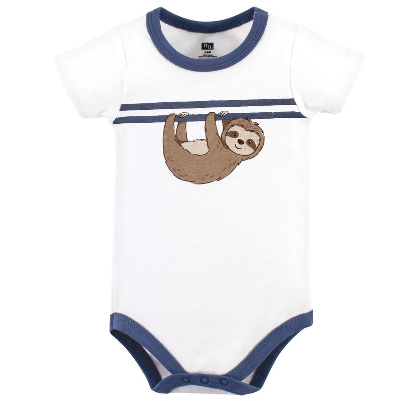 Hudson Baby Infant Boy Cotton Bodysuit, Shorts and Shoe 3pc Set, Sloth, 4 of 6
