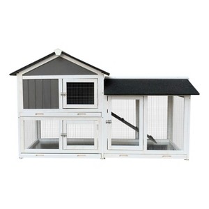 Gulches Removable Tray Ramp wooden outdoor rabbit hutch with running cage - 1 of 4