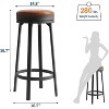 360° Swivel Bar Stool Set of 2/4, PU Leather Upholstered Counter Height Bar Stool with Metal Footrests, Mid Century Modern Barstool - 2 of 4