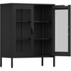 HDZNVF Metal Storage Office Cabinet with Mesh Doors and Shelves, Multipurpose Storage Rack, 3-Tier Office Cabinet - 2 of 4