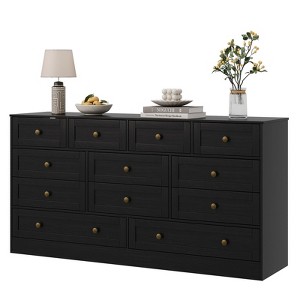 12 Drawers Wood Dressers, Modern Wide TV Stand Dresser for 65" TV, Wooden Chest of Drawers Clothes Storage Organizer for Living Room, Hallway - 1 of 4