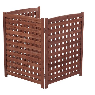 Cesicia 32" W x 38" H 3-Panel Outdoor Air Conditioner Fence, 3-Section Outdoor Wooden Screen, Outside Wood Privacy Fence, Gray