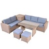 CAVINAS Front Porch Furniture, All-Weather Rattan Outdoor Sofa Set Tempered Glass Tabletop Outdoor Dining for Garden - 4 of 4