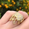 Slickblue Sterling Silver Ring, 14K Gold Plated with Clear CZ, Moon and Stars Design, Women’s Sizes 5-9 - 2 of 4