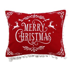 Folk Deer Merry Christmas Decorative Pillow White - Levtex Home - 1 of 3