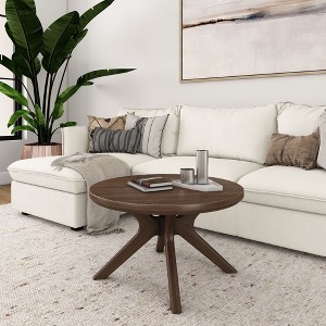 Plank+Beam Cross Leg Modern Coffee Table, 30" Solid Wood Tables for Living Room, Round Center Table - 1 of 4