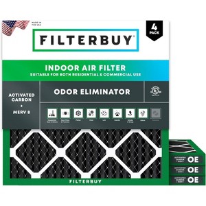 Filterbuy 16x16x1 Air Filter (4-Pack), Pleated MERV 8 Odor Eliminator Replacement HVAC AC Furnace Filters (Actual Size: 15.75 x 15.75 x 0.75) - 1 of 4