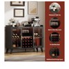 Black Home Wine Bar Cabinet with LED Lighting, Freestanding Liquor Storage, Coffee Bar & Kitchen Pantry with Shelves & Microwave Stand - 4 of 4